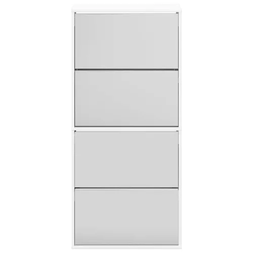 4 szintes magasfényű fehér cipőszekrény tükörrel 63x17x134 cm