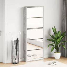  Betonszürke 5 szintes cipőszekrény tükörrel 63 x 17 x 169,5 cm