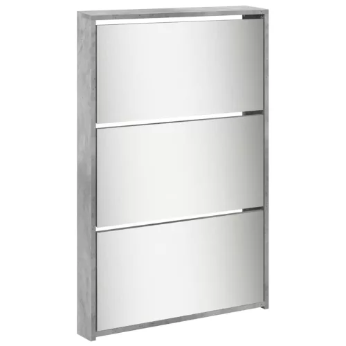 Betonszürke 5 szintes cipőszekrény tükörrel 63 x 17 x 169,5 cm
