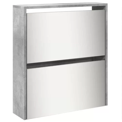 Betonszürke 5 szintes cipőszekrény tükörrel 63 x 17 x 169,5 cm