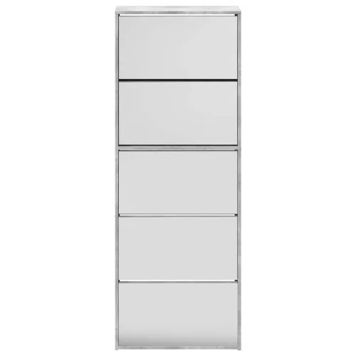 Betonszürke 5 szintes cipőszekrény tükörrel 63 x 17 x 169,5 cm