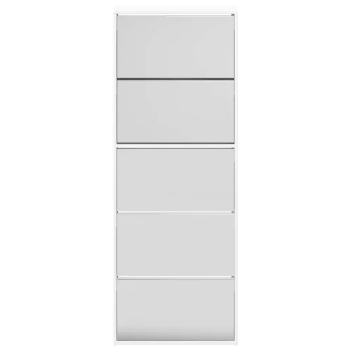5 szintes magasfényű fehér cipőszekrény tükörrel 63x17x169,5 cm