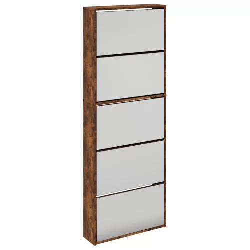 Füstös tölgy 5 szintes cipőszekrény tükörrel 63 x 17 x 169,5 cm