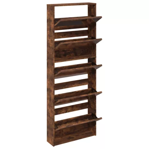 Füstös tölgy 5 szintes cipőszekrény tükörrel 63 x 17 x 169,5 cm
