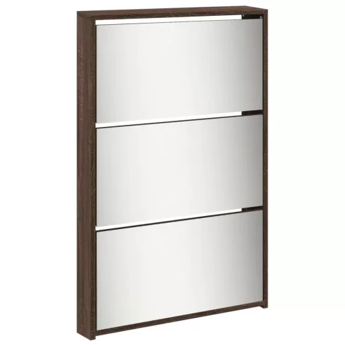Barna tölgy 5 szintes cipőszekrény tükörrel 63 x 17 x 169,5 cm