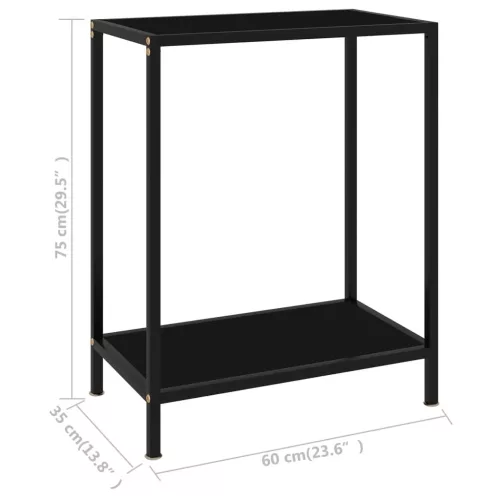 Fekete edzett üveg tálalóasztal 60 x 35 x 75 cm