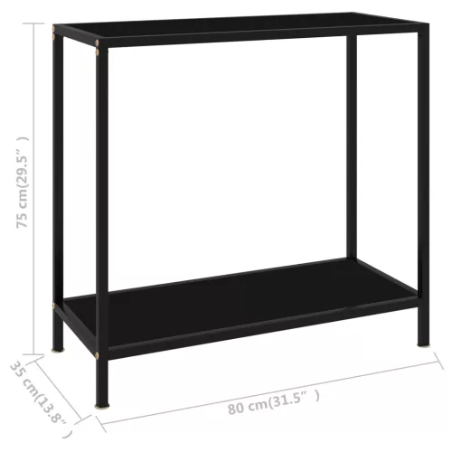 Fekete edzett üveg tálalóasztal 80 x 35 x 75 cm
