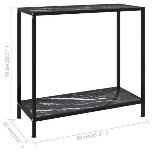 Fekete edzett üveg tálalóasztal 80 x 35 x 75 cm
