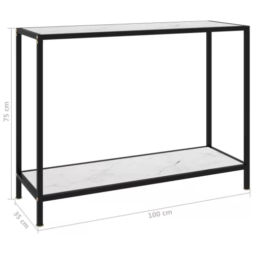 Fehér edzett üveg tálalóasztal 100 x 35 x 75 cm