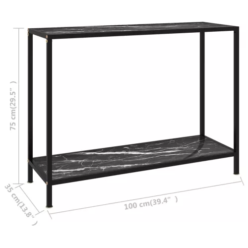 Fekete edzett üveg tálalóasztal 100 x 35 x 75 cm