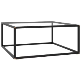 Fekete dohányzóasztal edzett üveggel 80 x 80 x 35 cm