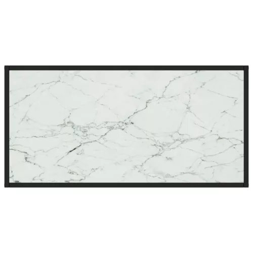Fekete dohányzóasztal fehér márvány mintás üveggel 100x50x35 cm
