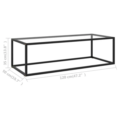Fekete dohányzóasztal edzett üveggel 120 x 50 x 35 cm