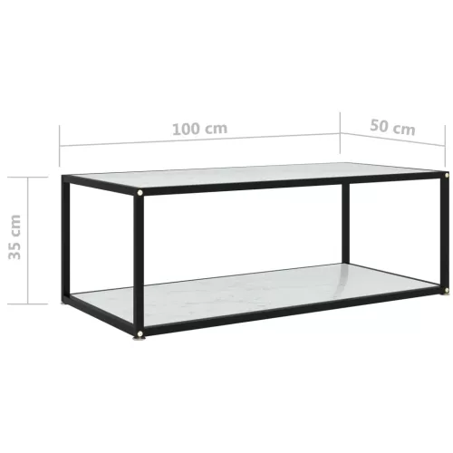 Fehér edzett üveg dohányzóasztal 100 x 50 x 35 cm