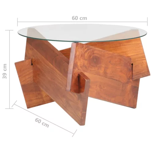 Tömör akácfa dohányzóasztal 60 cm