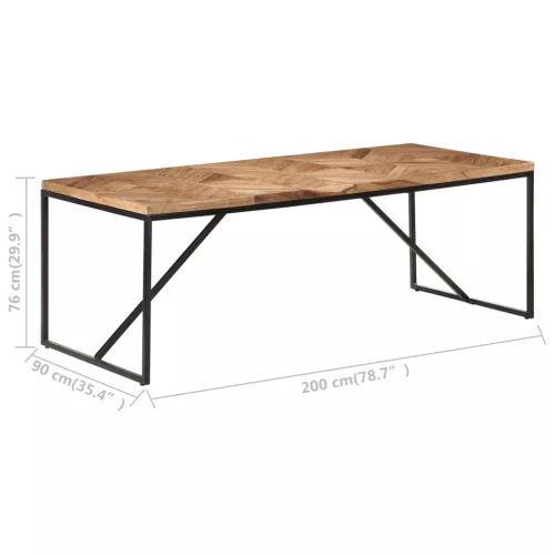Tömör akác és mangófa étkezőasztal 200 x 90 x 76 cm