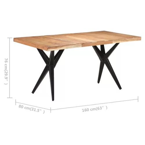 Tömör akácfa étkezőasztal 160 x 80 x 76 cm
