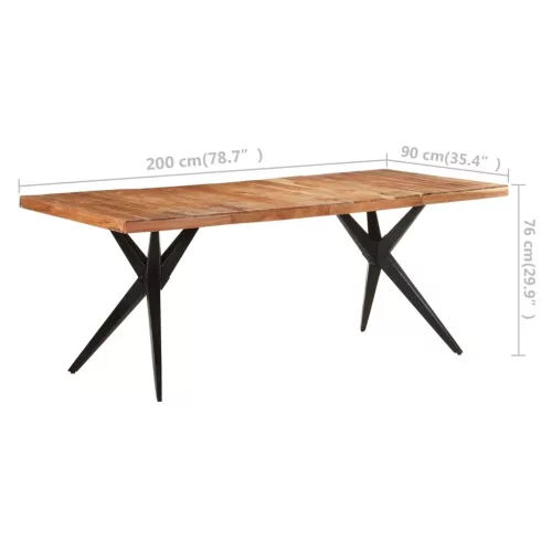 Tömör akácfa étkezőasztal 200 x 90 x 76 cm