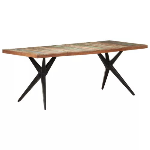 Tömör újrahasznosított fa étkezőasztal 200 x 90 x 76 cm
