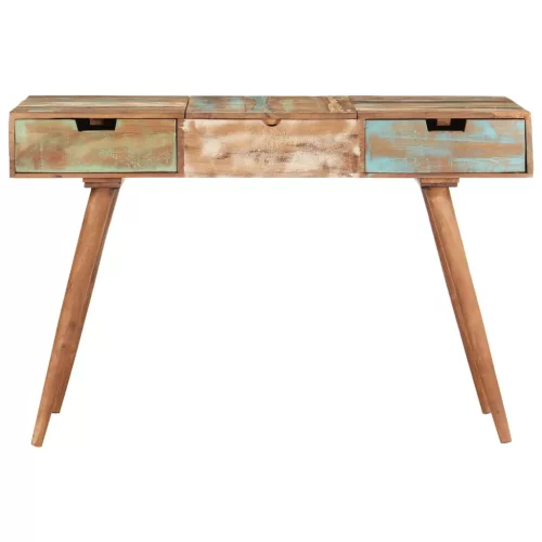 Tömör újrahasznosított fa fésülködőasztal tükörrel 112x45x76 cm