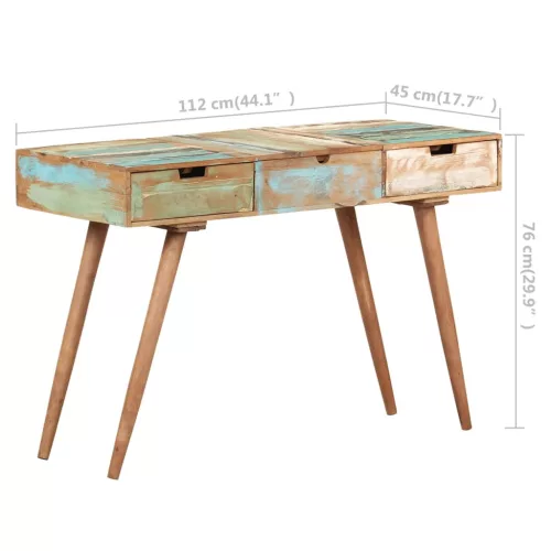 Tömör újrahasznosított fa fésülködőasztal tükörrel 112x45x76 cm