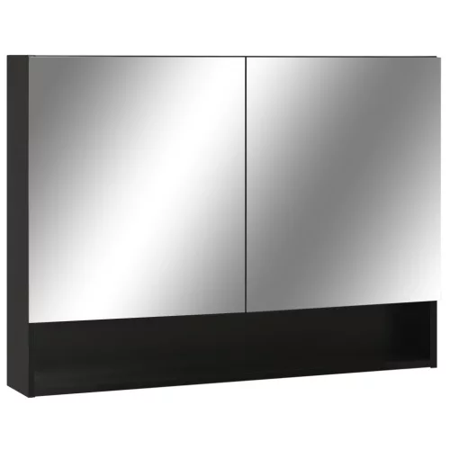 Fekete MDF tükrös fürdőszobaszekrény 80 x 15 x 60 cm