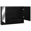 Fekete MDF tükrös fürdőszobaszekrény 80 x 15 x 60 cm
