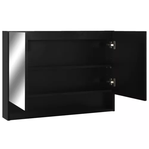 Fekete MDF tükrös fürdőszobaszekrény 80 x 15 x 60 cm