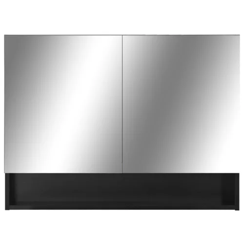 Fekete MDF tükrös fürdőszobaszekrény 80 x 15 x 60 cm