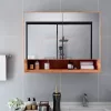 Tölgyszínű MDF tükrös fürdőszobaszekrény 80 x 15 x 60 cm