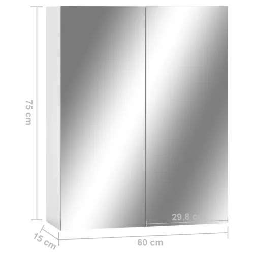 Fehér MDF tükrös fürdőszobaszekrény 60 x 15 x 75 cm