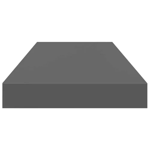 2 db magasfényű szürke MDF lebegő fali polc 60 x 23,5 x 3,8 cm
