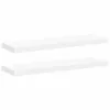 2 db fehér MDF lebegő fali polc 80 x 23,5 x 3,8 cm