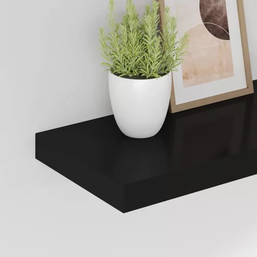 Fekete MDF lebegő fali polc 80 x 23,5 x 3,8 cm