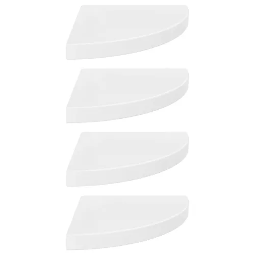 323909  Floating Corner Shelves 4 pcs High Gloss White 35x35x3,8 cm MDF