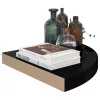 2 db magasfényű fekete MDF lebegő sarokpolc 35 x 35 x 3,8 cm