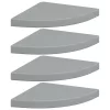 4 db szürke MDF lebegő sarokpolc 35 x 35 x 3,8 cm