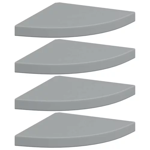 4 db szürke MDF lebegő sarokpolc 35 x 35 x 3,8 cm