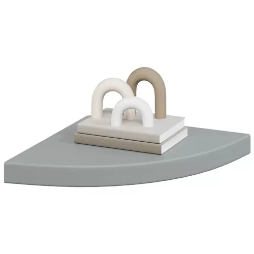 4 db szürke MDF lebegő sarokpolc 35 x 35 x 3,8 cm