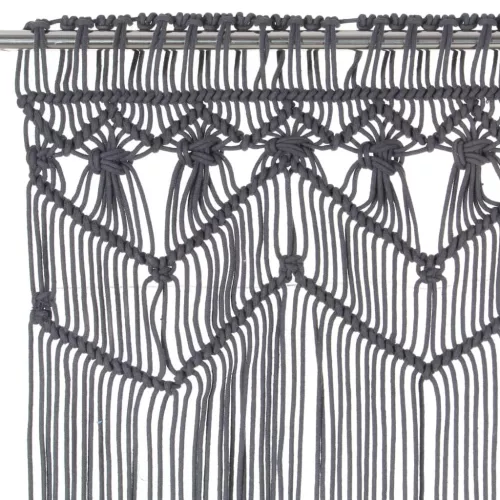Antracitszürke makramé pamutfüggöny 140 x 240 cm