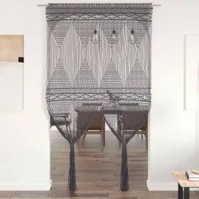 Antracitszürke makramé pamutfüggöny 140 x 240 cm