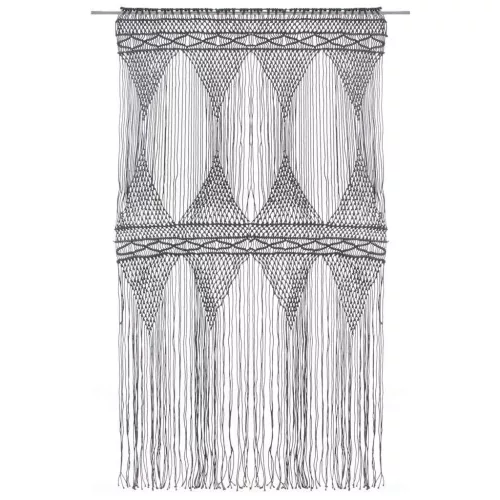 Antracitszürke makramé pamutfüggöny 140 x 240 cm