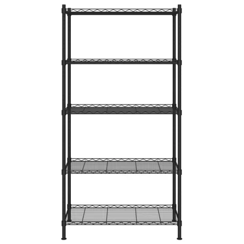 5 szintes fekete tárolópolc 90 x 35 x 180 cm 250 kg