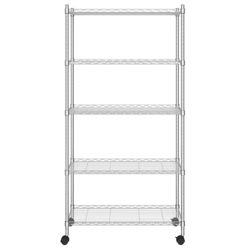5 szintes króm tárolópolc kerekekkel 75 x 35 x 155 cm 250 kg