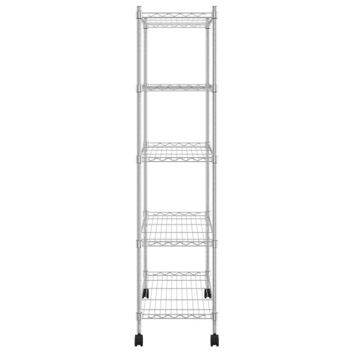 5 szintes króm tárolópolc kerekekkel 75 x 35 x 155 cm 250 kg