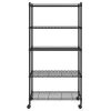 5 szintes fekete tárolópolc kerekekkel 75 x 35 x 155 cm 250 kg