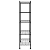 5 szintes fekete tárolópolc kerekekkel 75 x 35 x 155 cm 250 kg