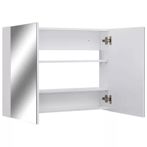 Fehér MDF tükrös fürdőszobaszekrény 80 x 15 x 60 cm