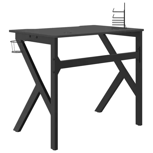 Fekete K-lábú gamer asztal 90 x 60 x 75 cm