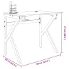 Fekete K-lábú gamer asztal 90 x 60 x 75 cm